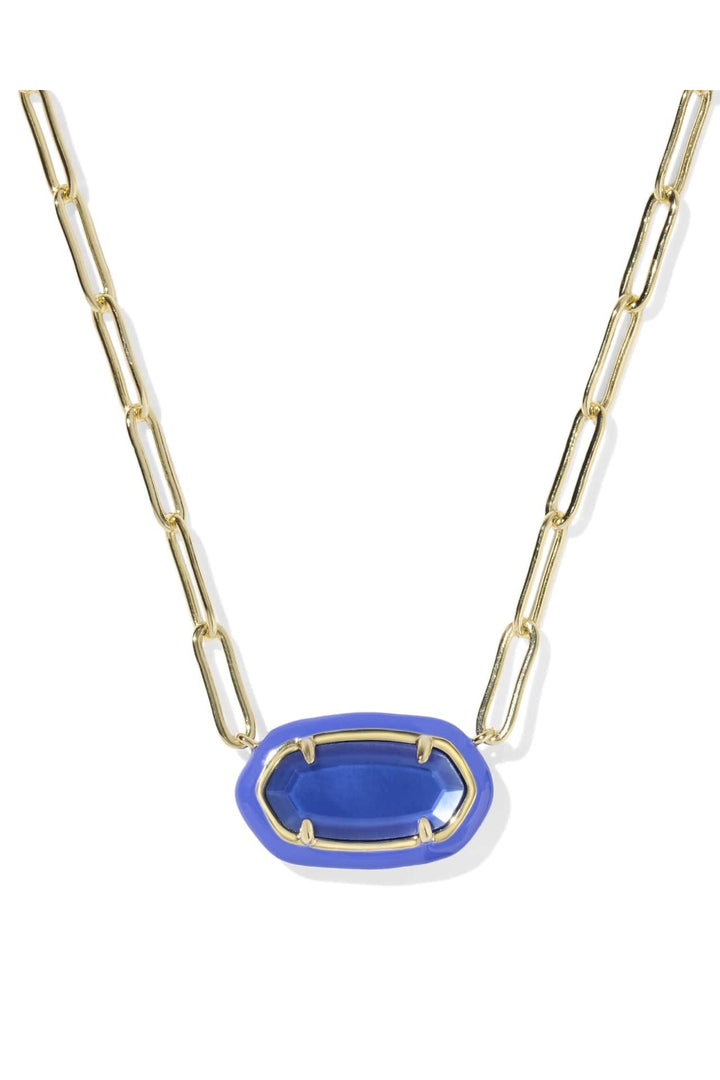 Kendra Scott | Elisa Enamel Frame Gold Paperclip Necklace Cobalt Illusion