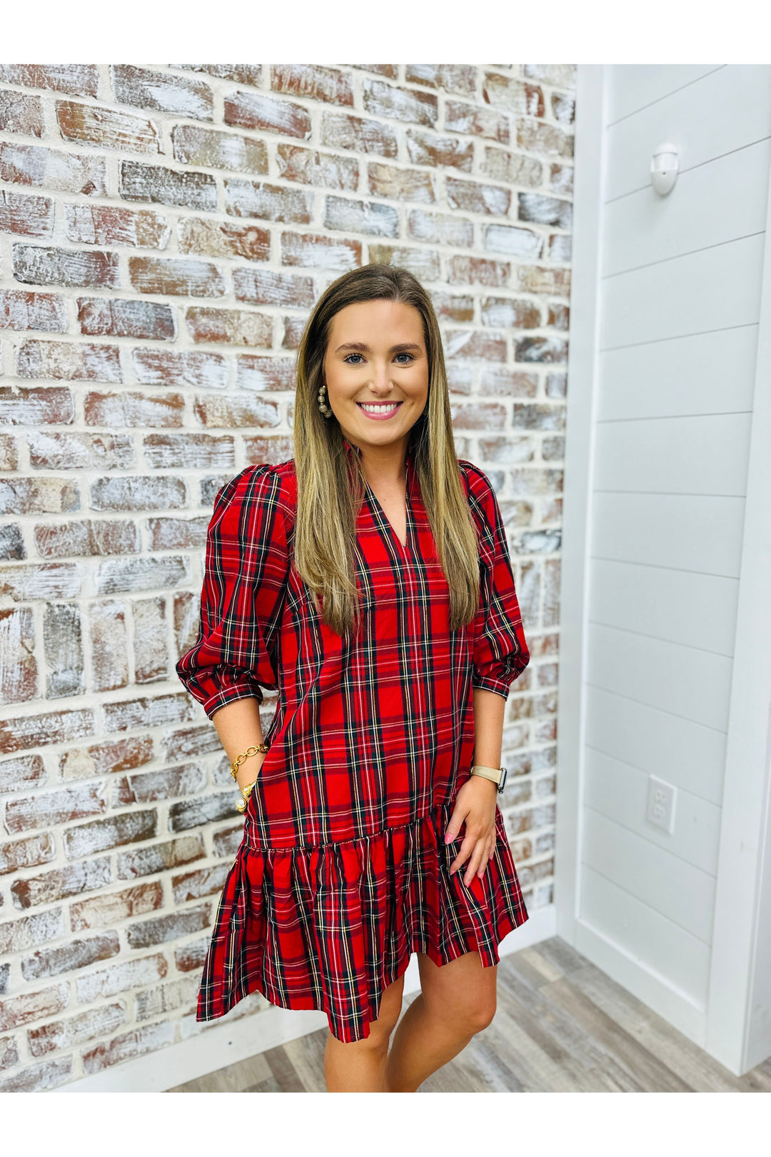 Mary Square | Mistletoe Moments Plaid Dress