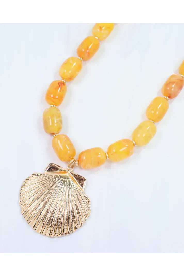 Bega Marble Beaded Shell Necklace Yellow