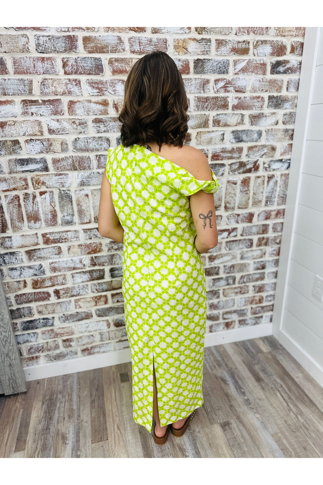 Chainlink Asymmetrical One Shoulder Midi Dress