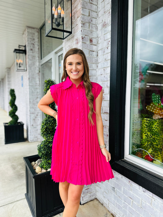 Magenta Pleated Dress