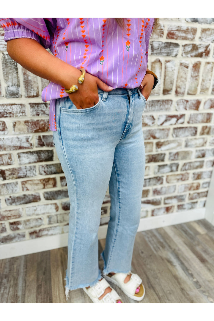 Vervet| High Rise Easy Flare Crop Jeans