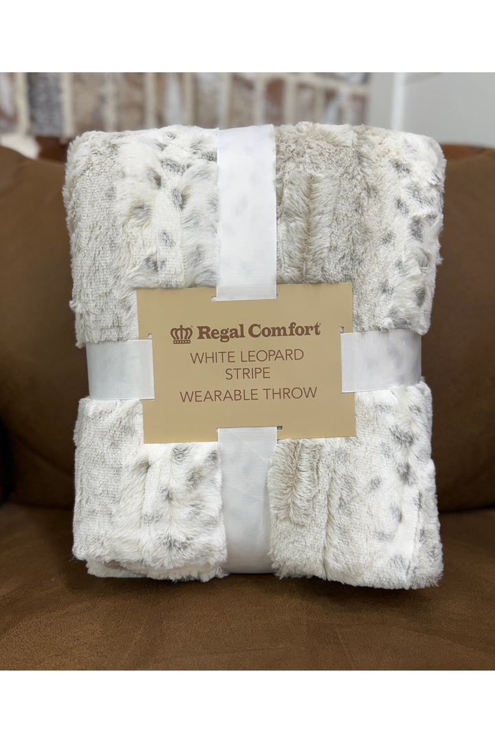 White Leopard Stripe Wearable Throw