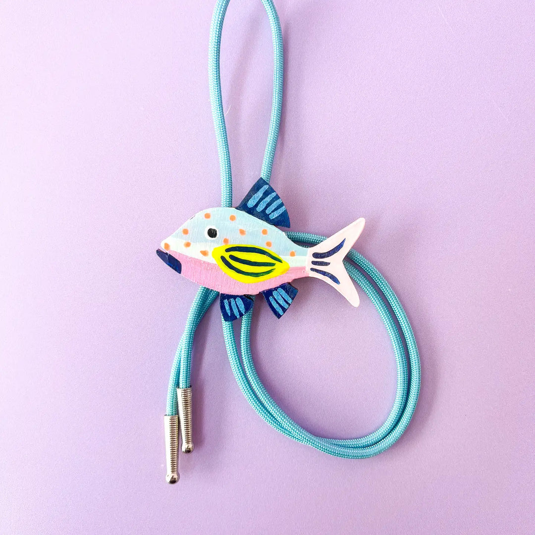 Light Blue~ Rainbow Fish Bolo Tie