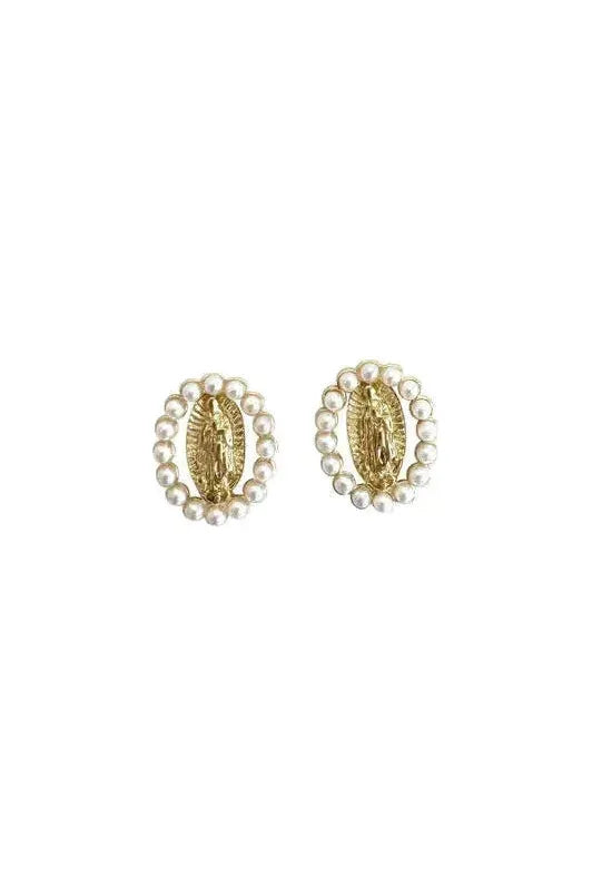 Gemelli ~ Pearl Saint Stud earrings