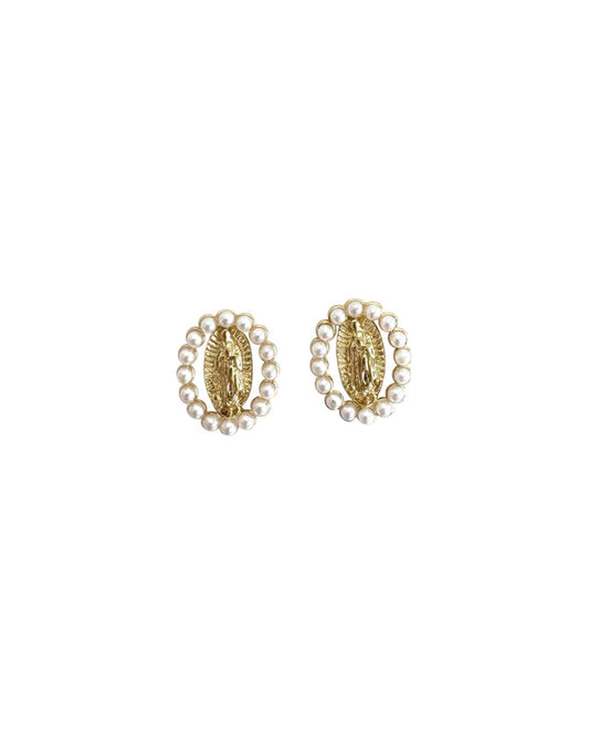 Gemelli ~ Pearl Saint Stud earrings