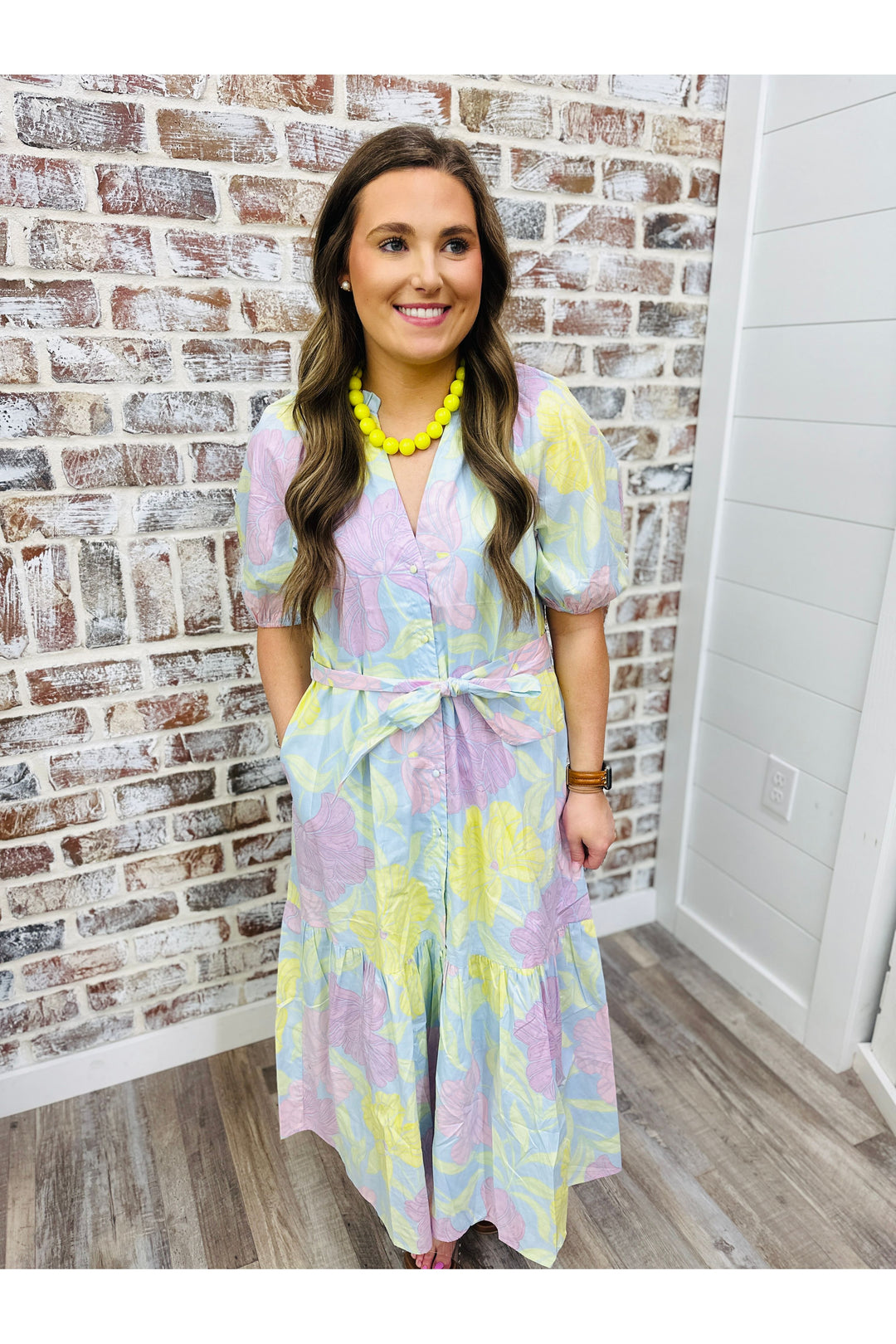 Pastel Petals Midi Dress