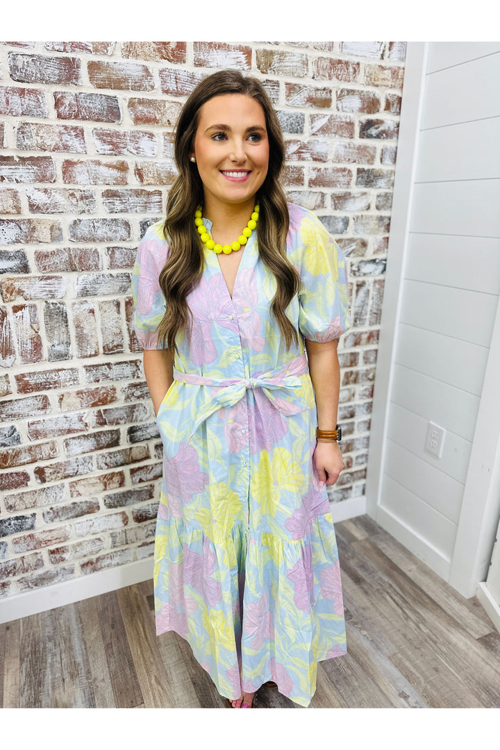 Pastel Petals Midi Dress