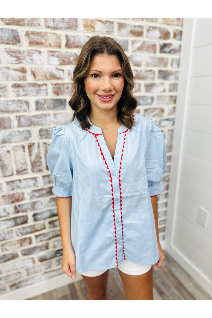 Mary Square| Elaine Top | Light Blue