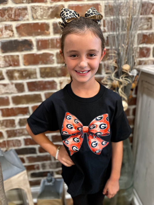 Youth Georgia Bulldogs Coquette Bow Tee