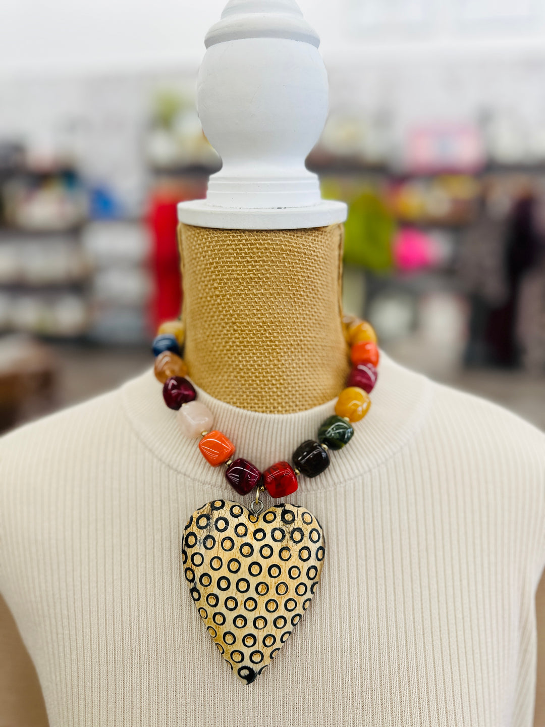 Mega Heart Necklace - Multi + Speckled
