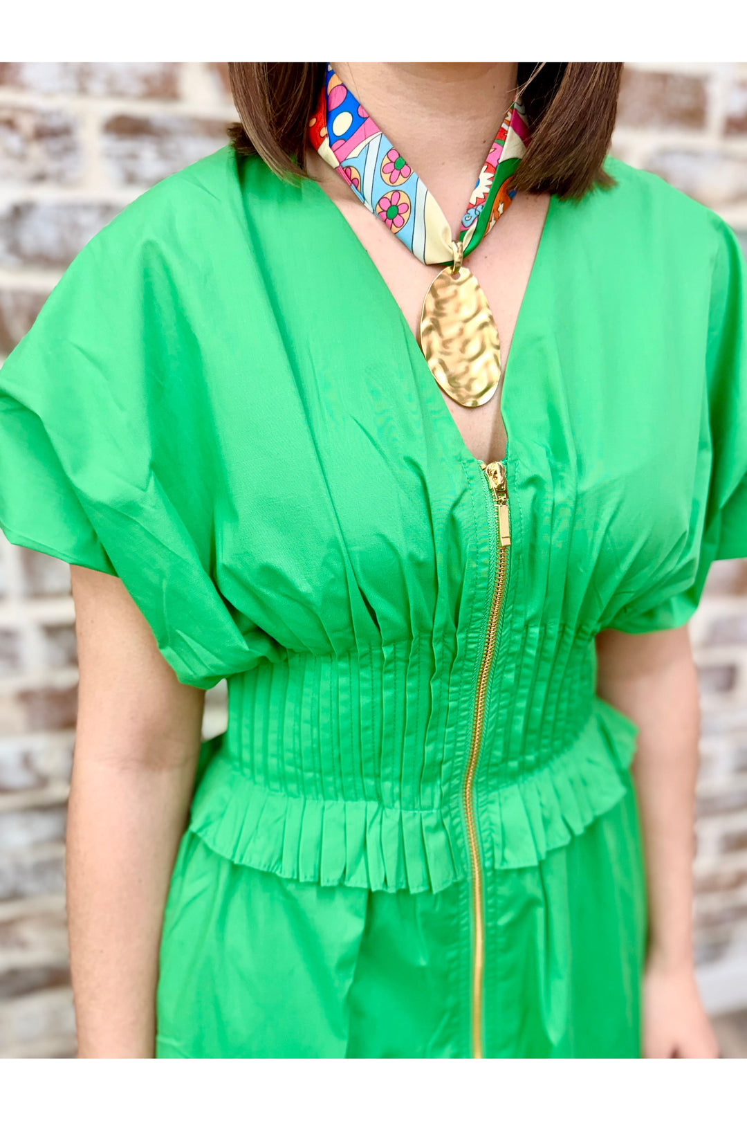 Zipped In Green Midi Dress
