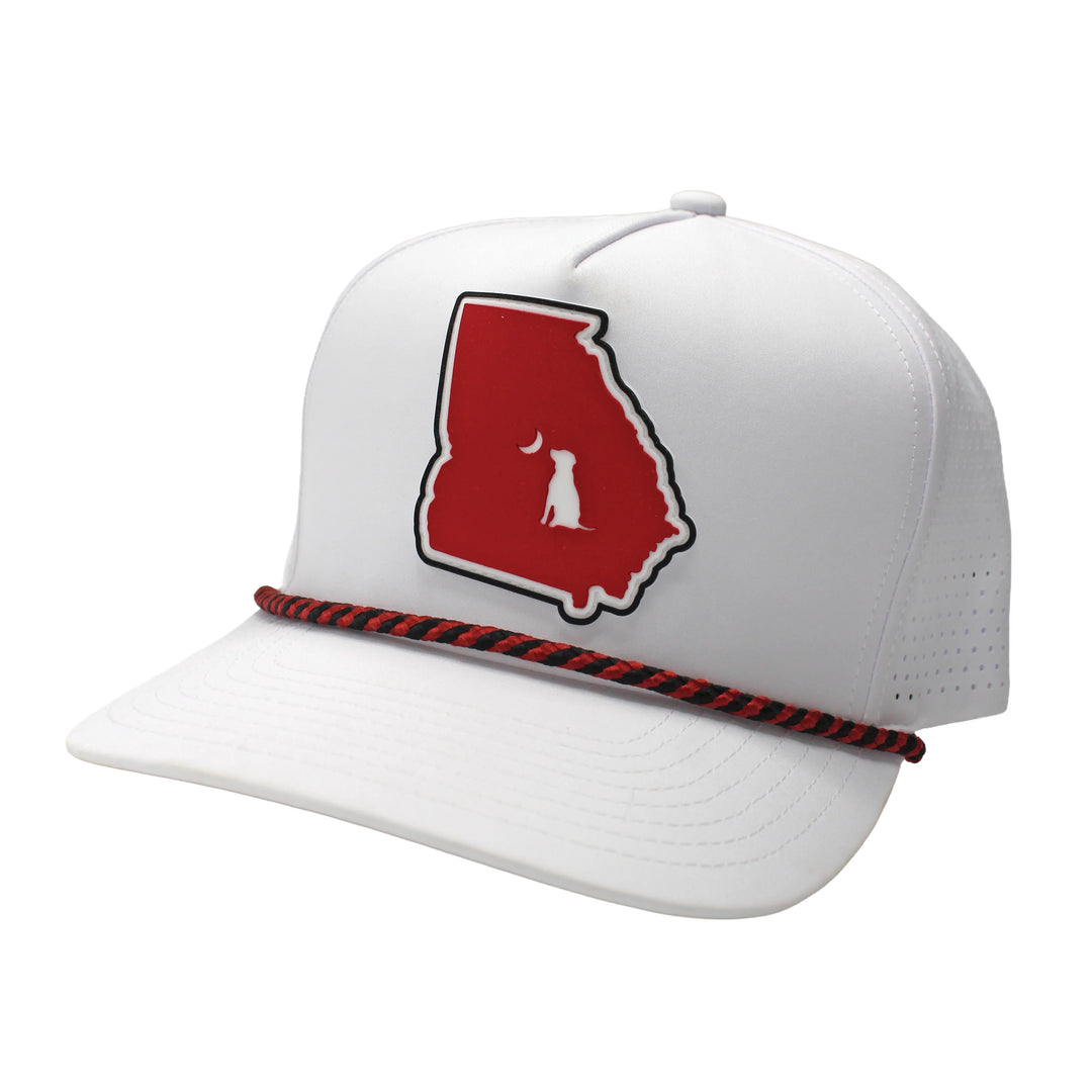 Local Boy| Collegiate Patch Perforated Rope Hat Red & Black