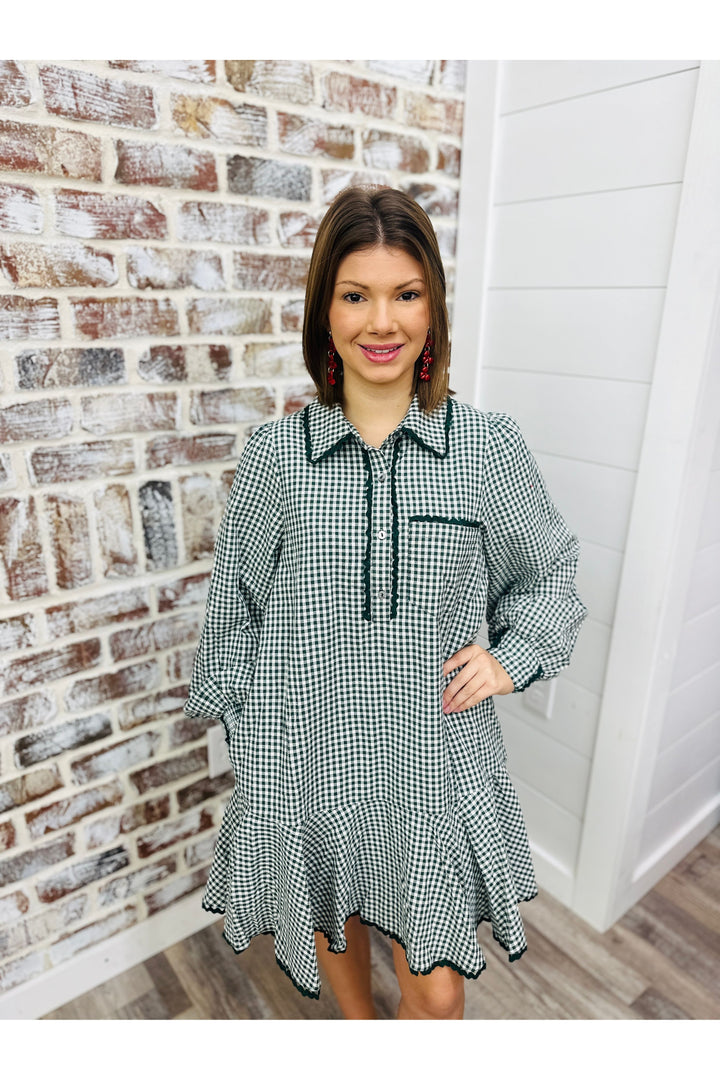 Christmas Card Gingham Dress