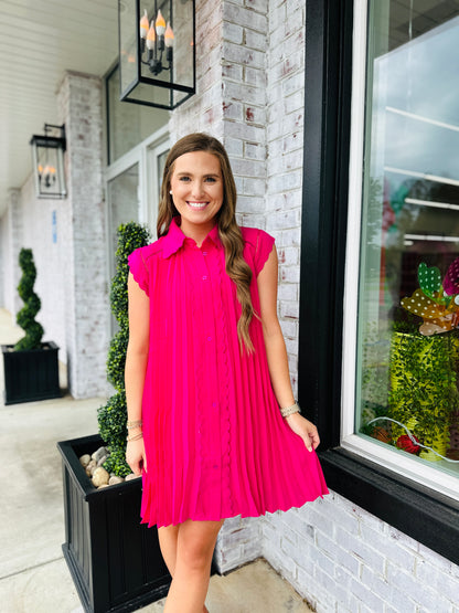 Magenta Pleated Dress