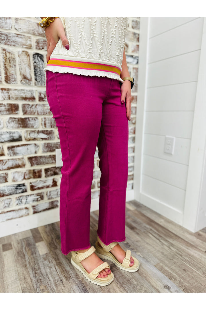 Magenta High Waisted Flare Pants