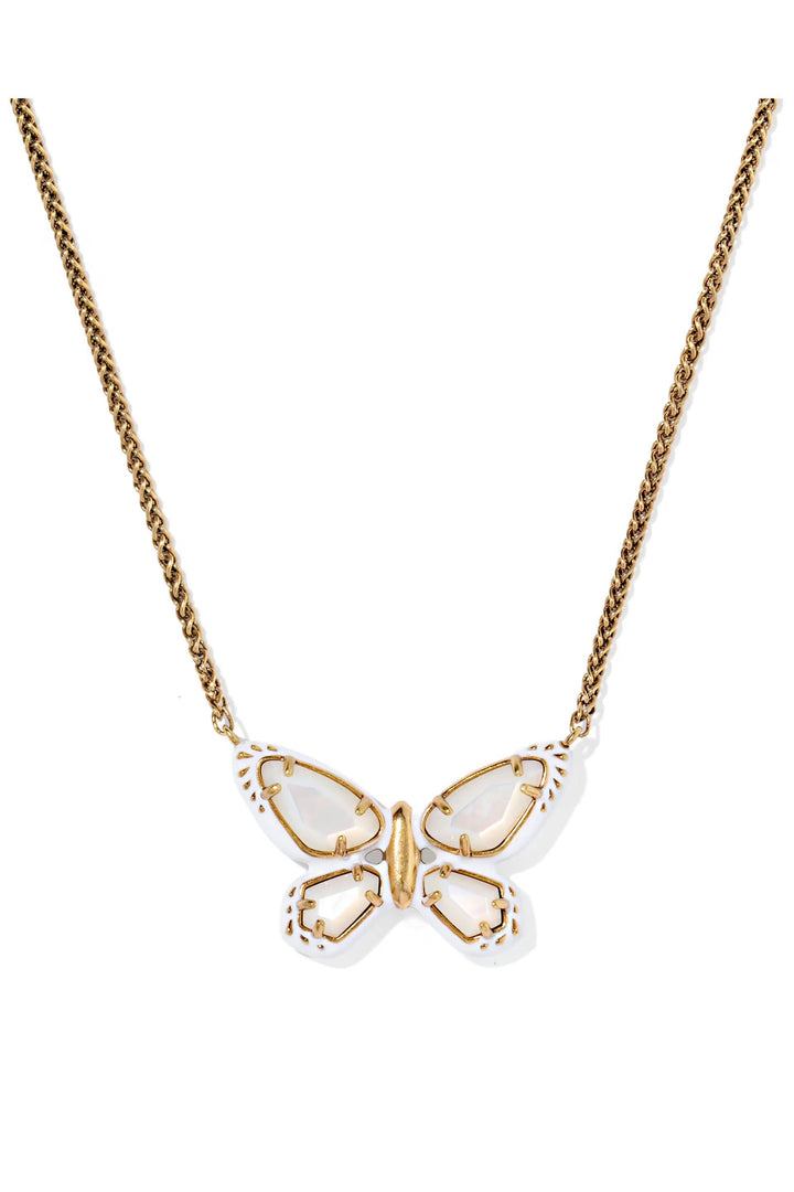 Dolly Parton x Kendra Scott Enamel Butterfly Vintage Gold Short Pendant Necklace