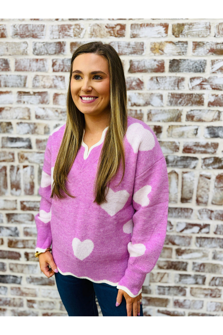 Heart Scalloped Sweater
