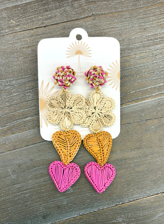 Handmade Flower Dangle Earrings
