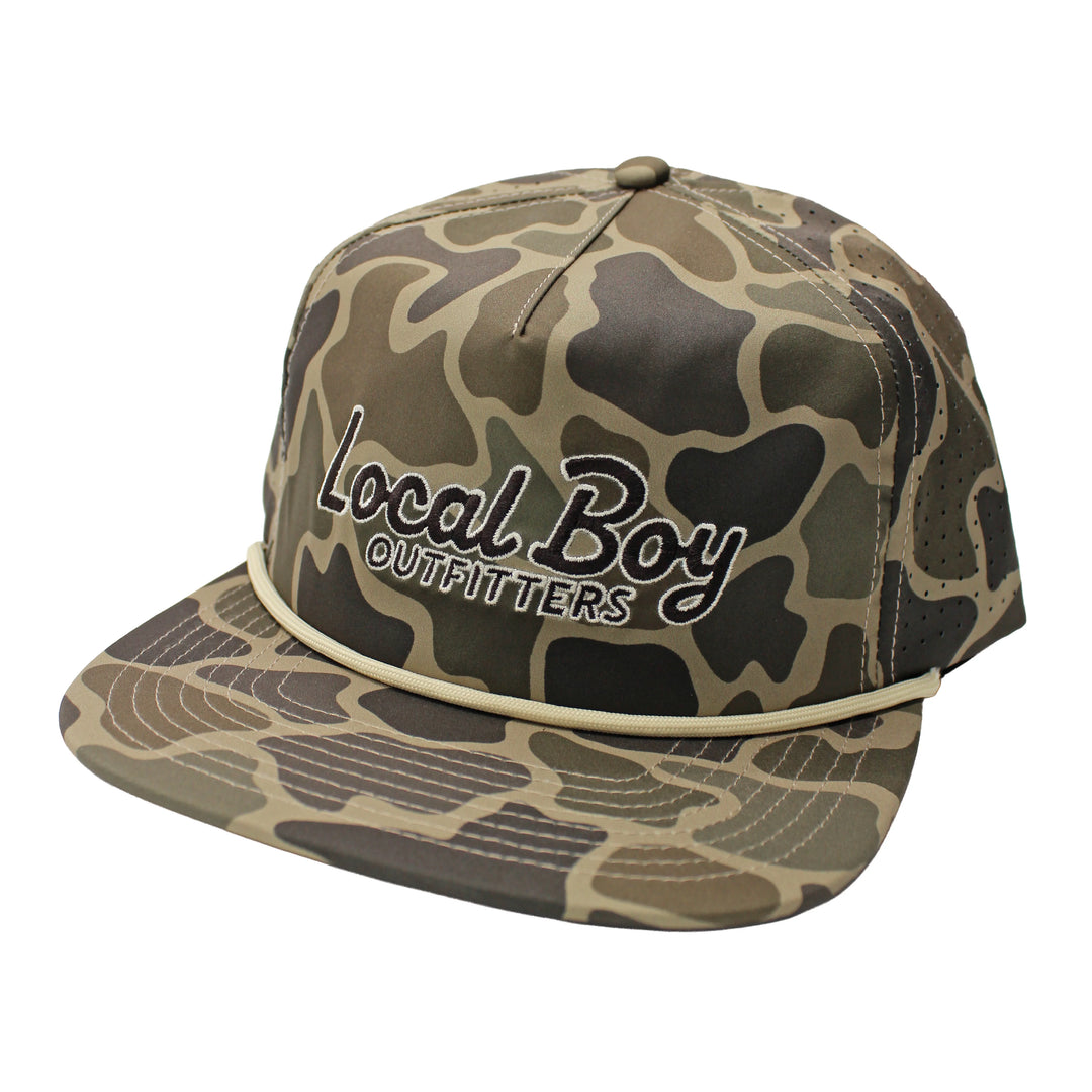 Local Boy| Mark Script Low Profile Perforated Rope Hat~ Brush Camo