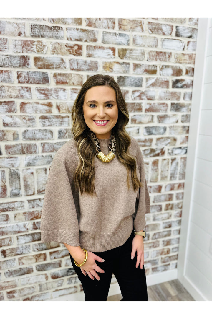 Soft Mocha Crewneck Sweater