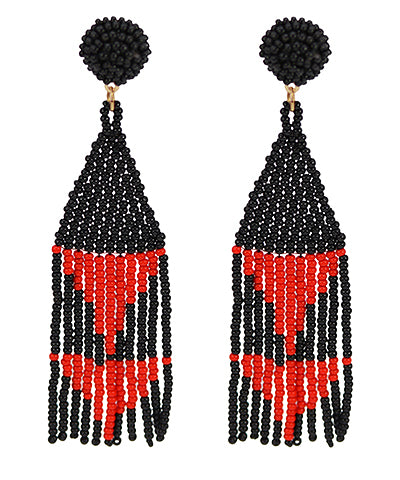 Red & Black Beaded Earring