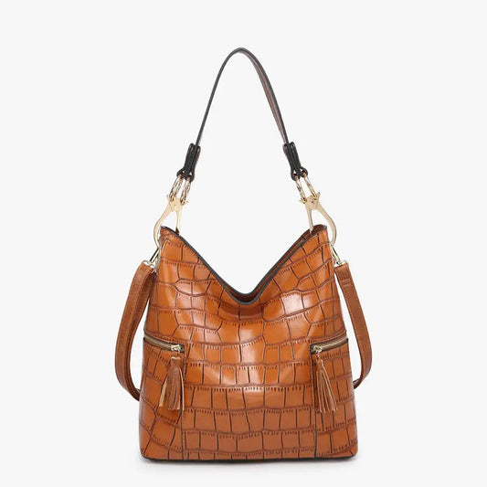 Rochelle Crocodile Print Hobo Bag