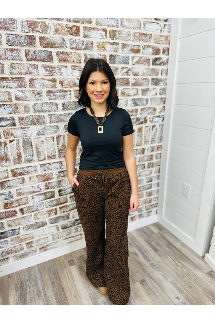 Brown Leopard Fleece Lounge Pants