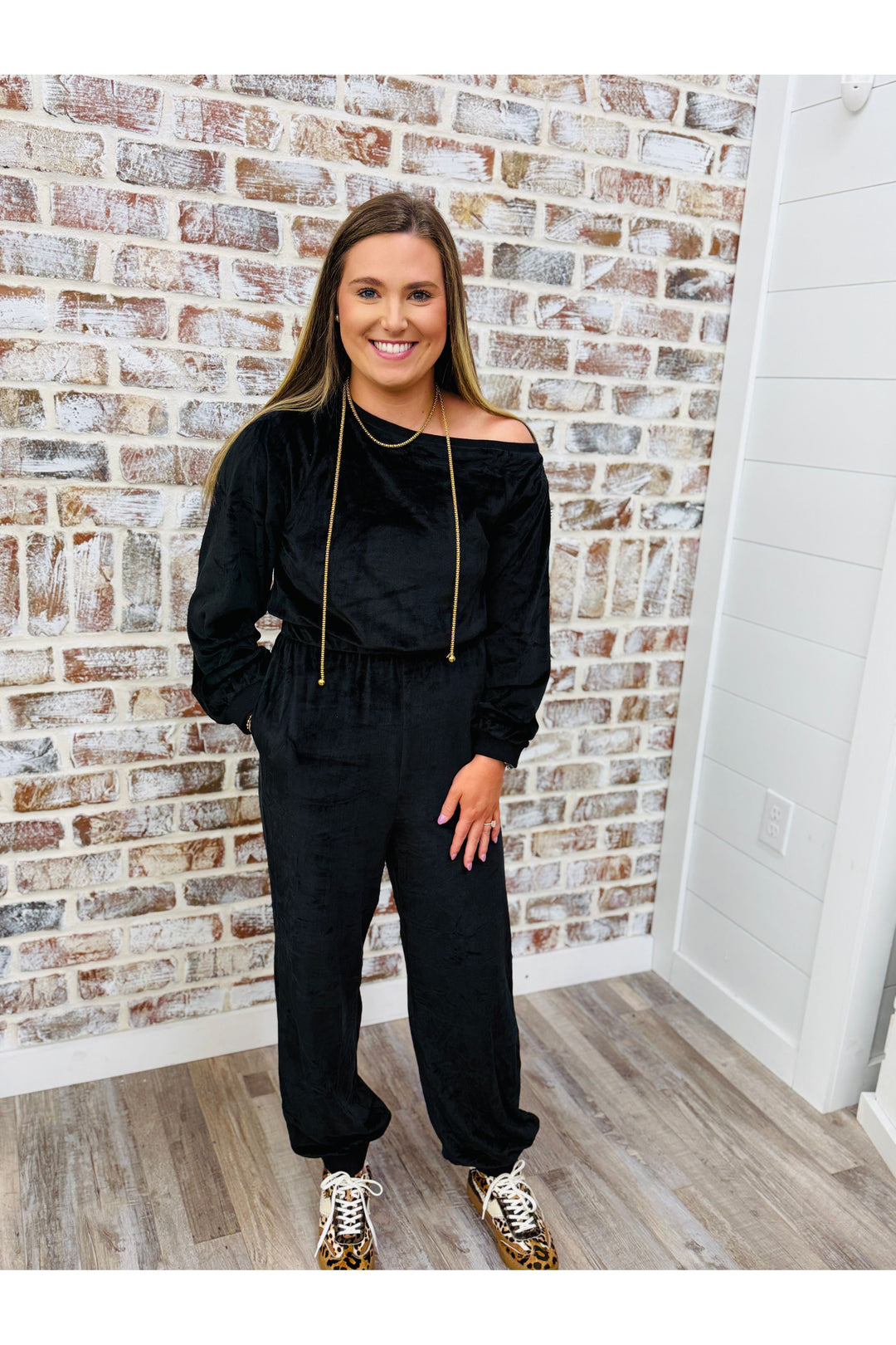 Velvet One Shoulder Jumpsuit