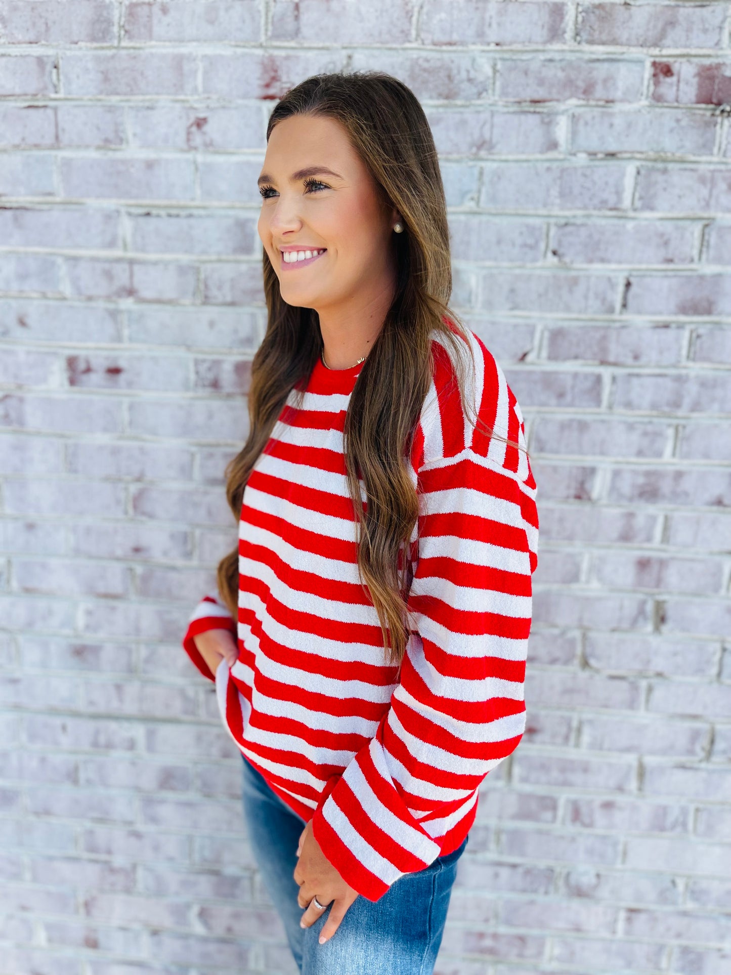 Red + White Stripes Top