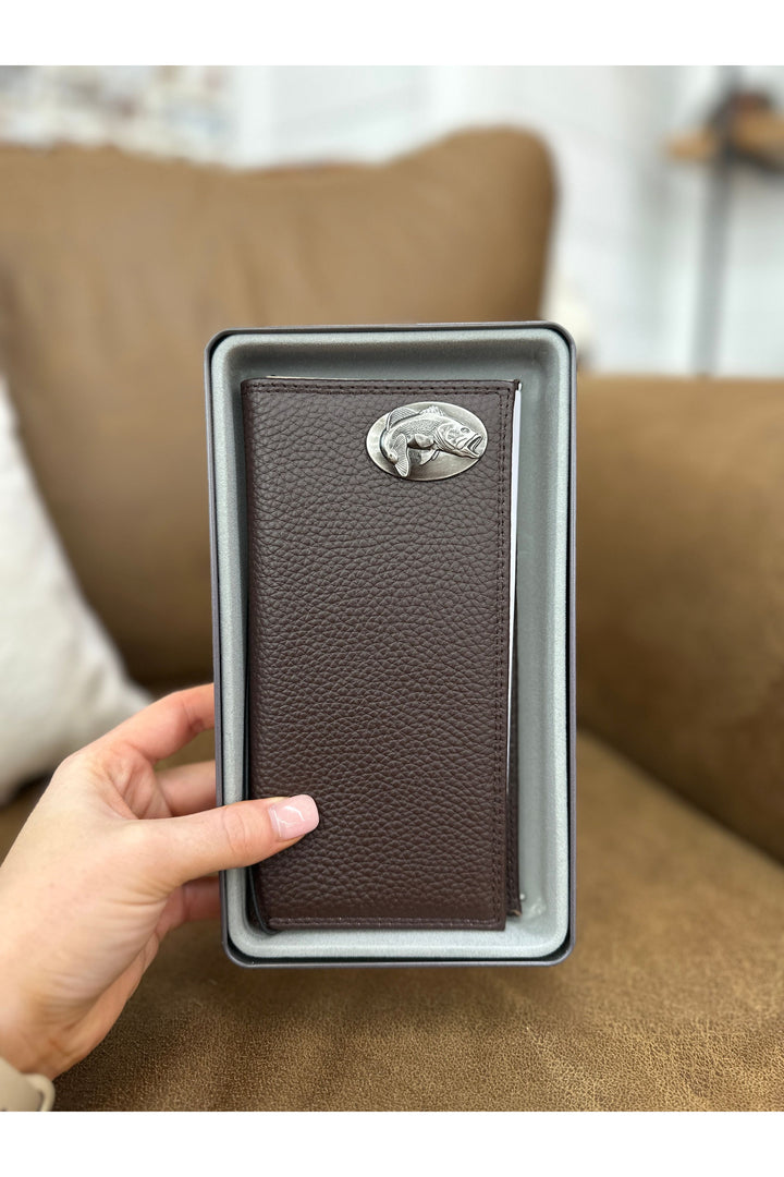 Long Leather Brown Pebble Wallet