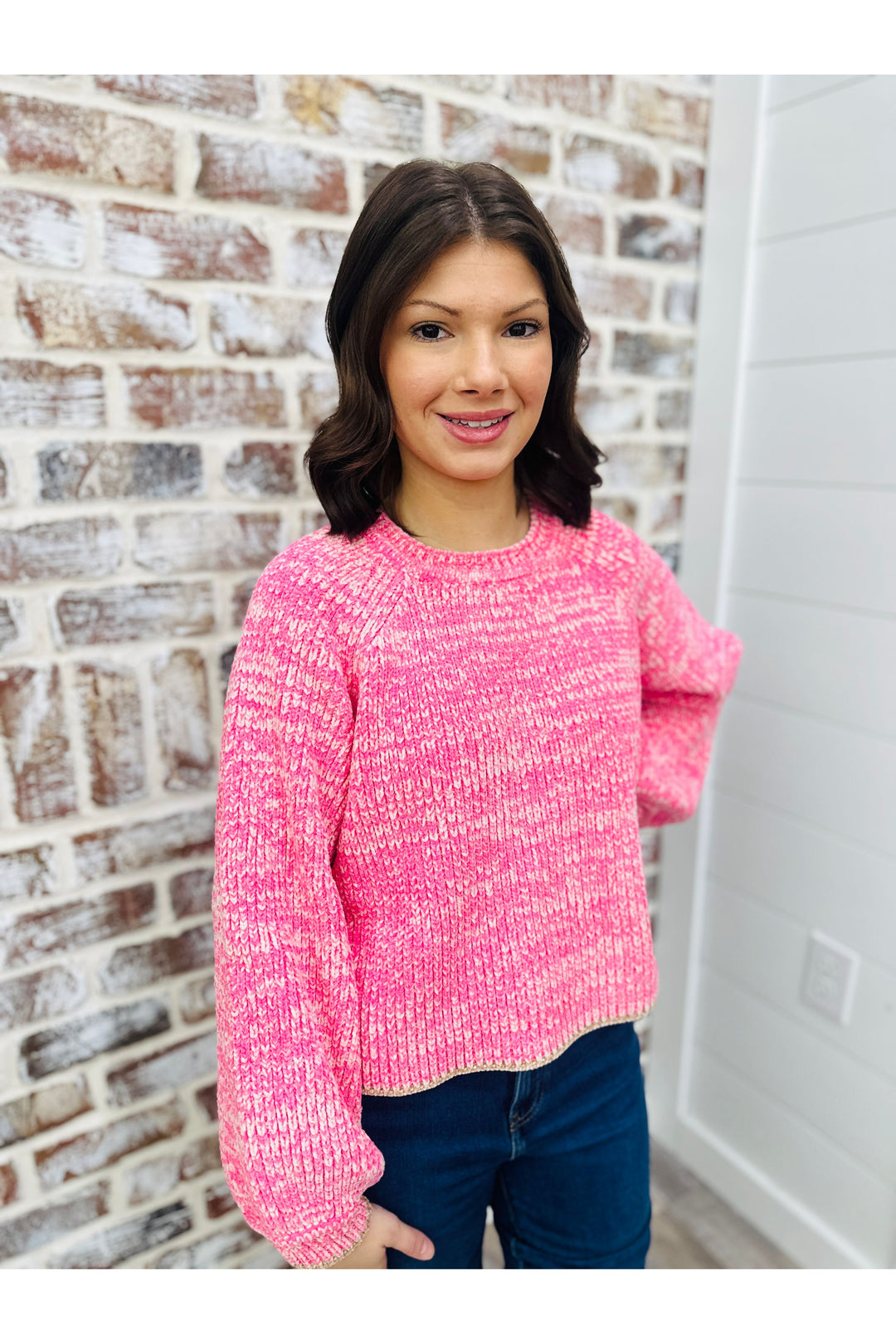 Knitted Pink Detail Sweater