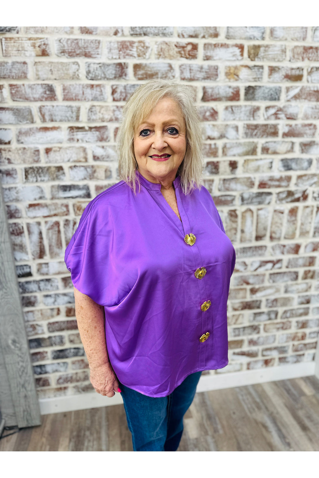 Eugina Oversized Button Top