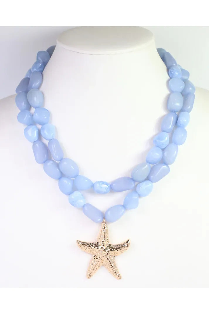 Queensland Marble Layered Starfish Necklace Dusty Blue