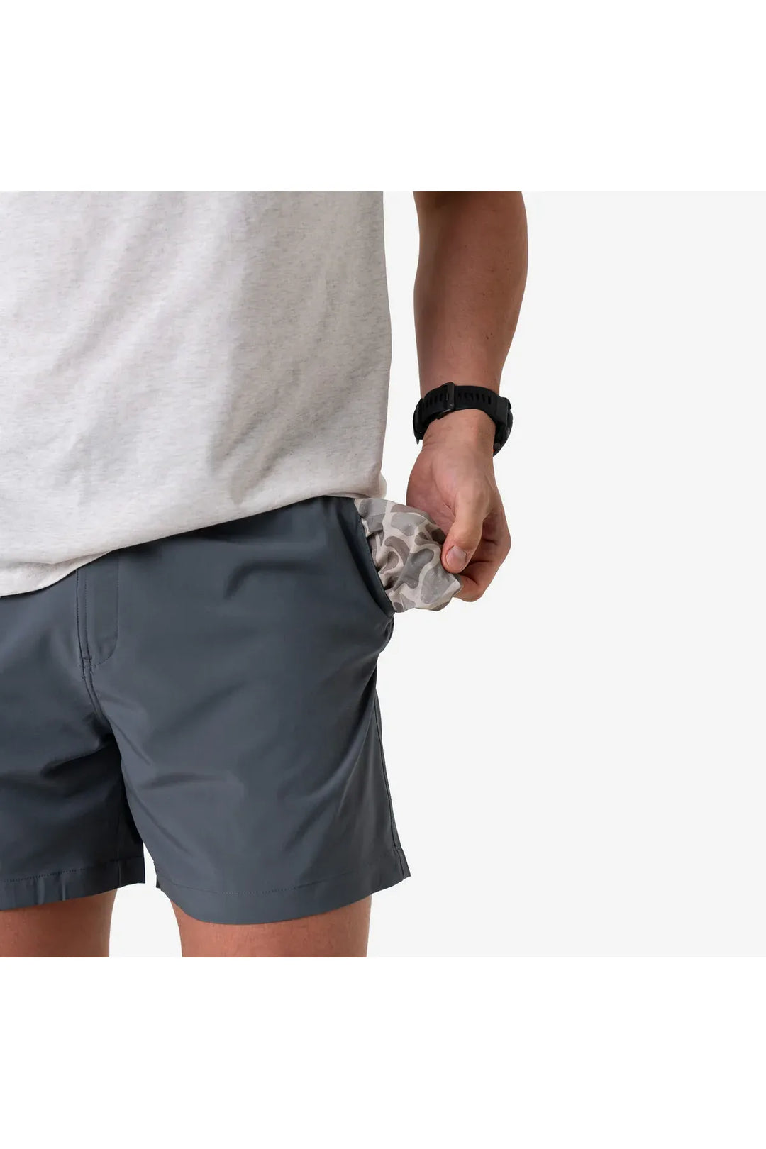 Burlebo Everyday Short - River Rock Grey - Classic Deer Camo Pocket