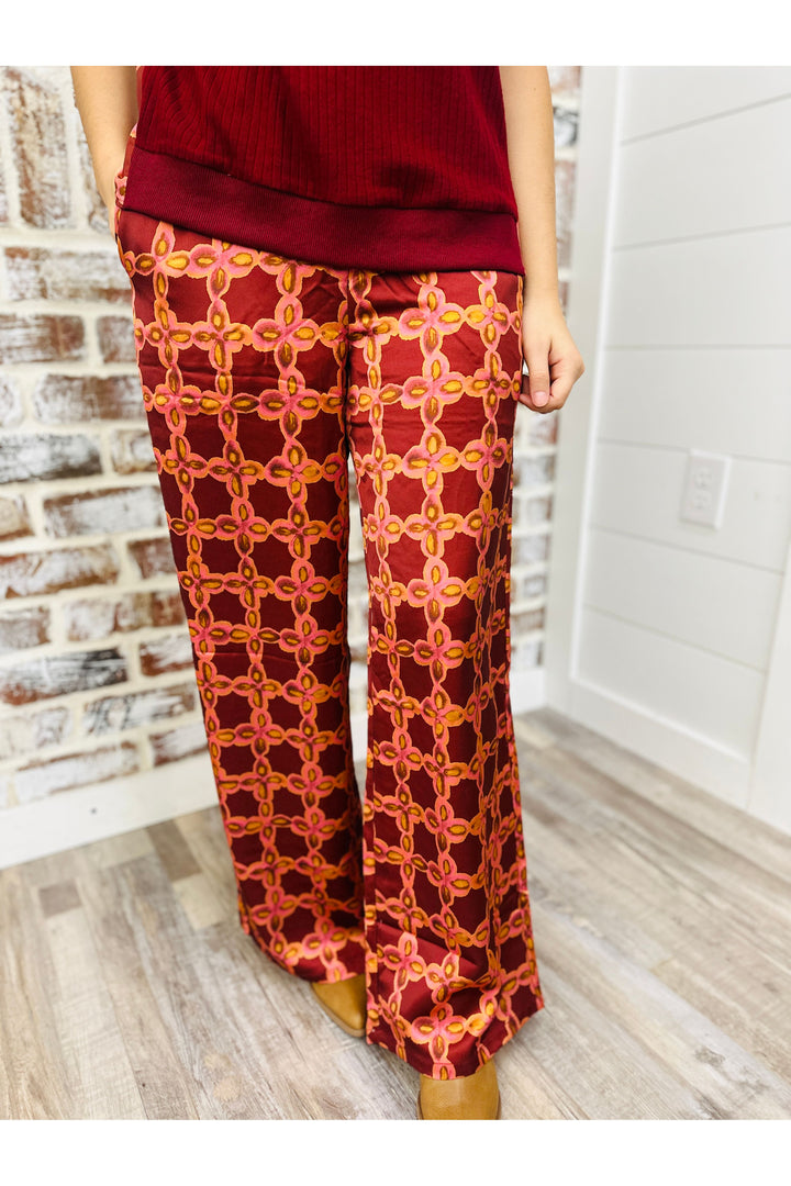 Burgundy Designs Pants