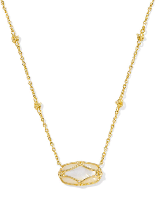 Kendra Scott| ELISA LATTICE FRAME SHORT PENDANT NECKLACE GOLD IVORY MOTHER OF PEARL