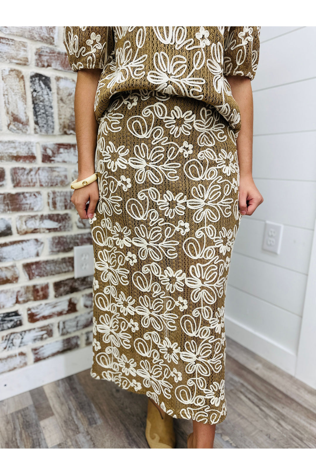 Embroidered Babe Midi Skirt