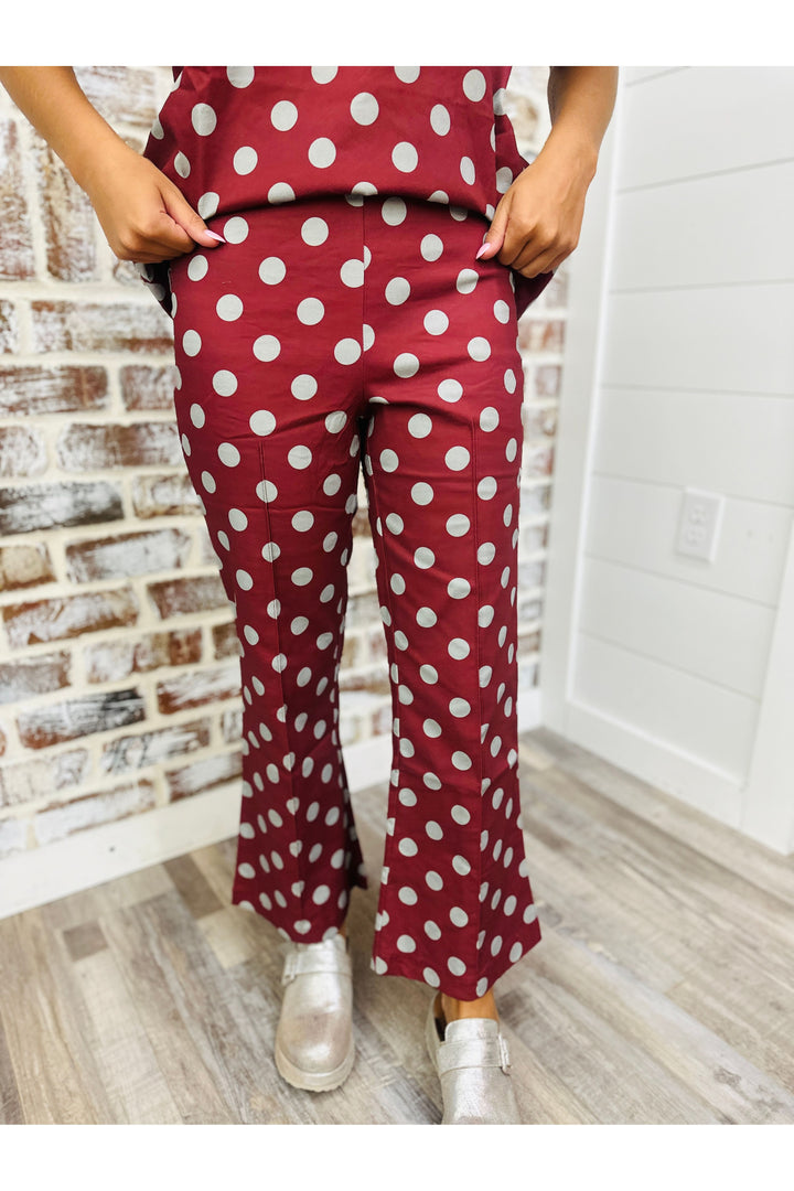 Burgundy Dots Pants