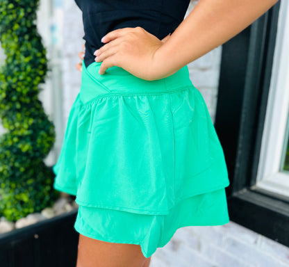 V Shape Green Athletic Shorts