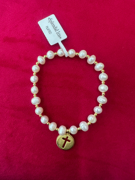 Cross Pearl Bracelet