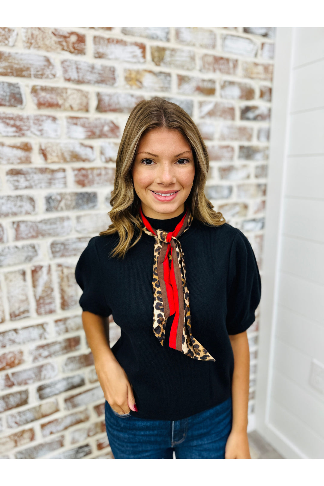 Scarf Neck Top - Black