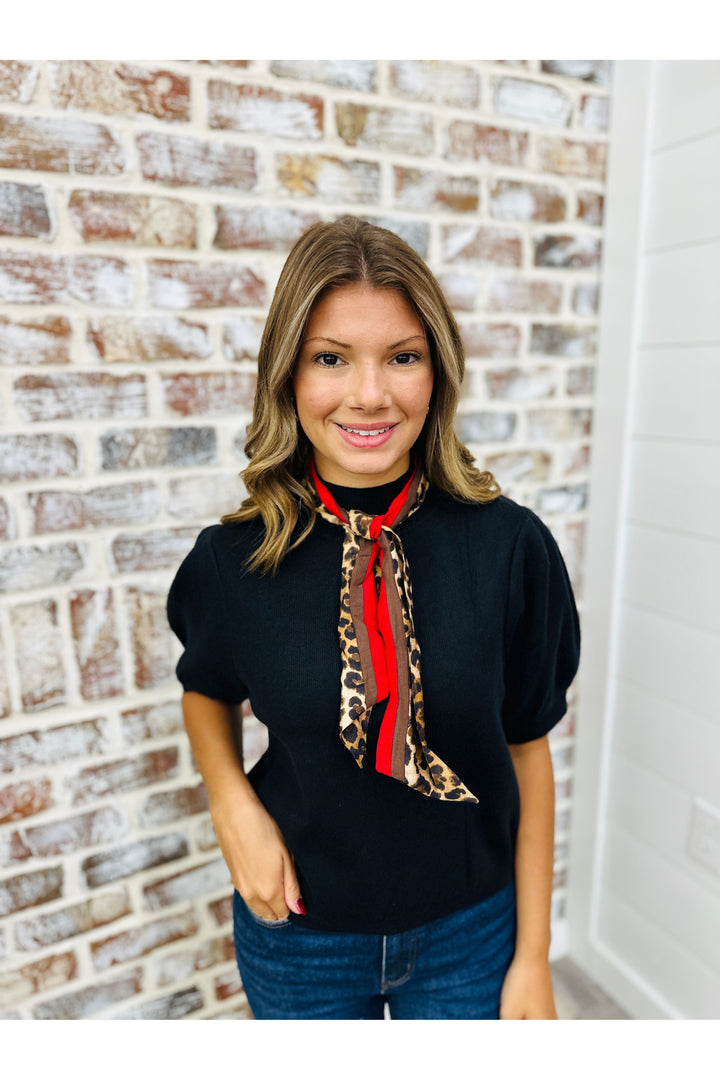 Scarf Neck Top - Black