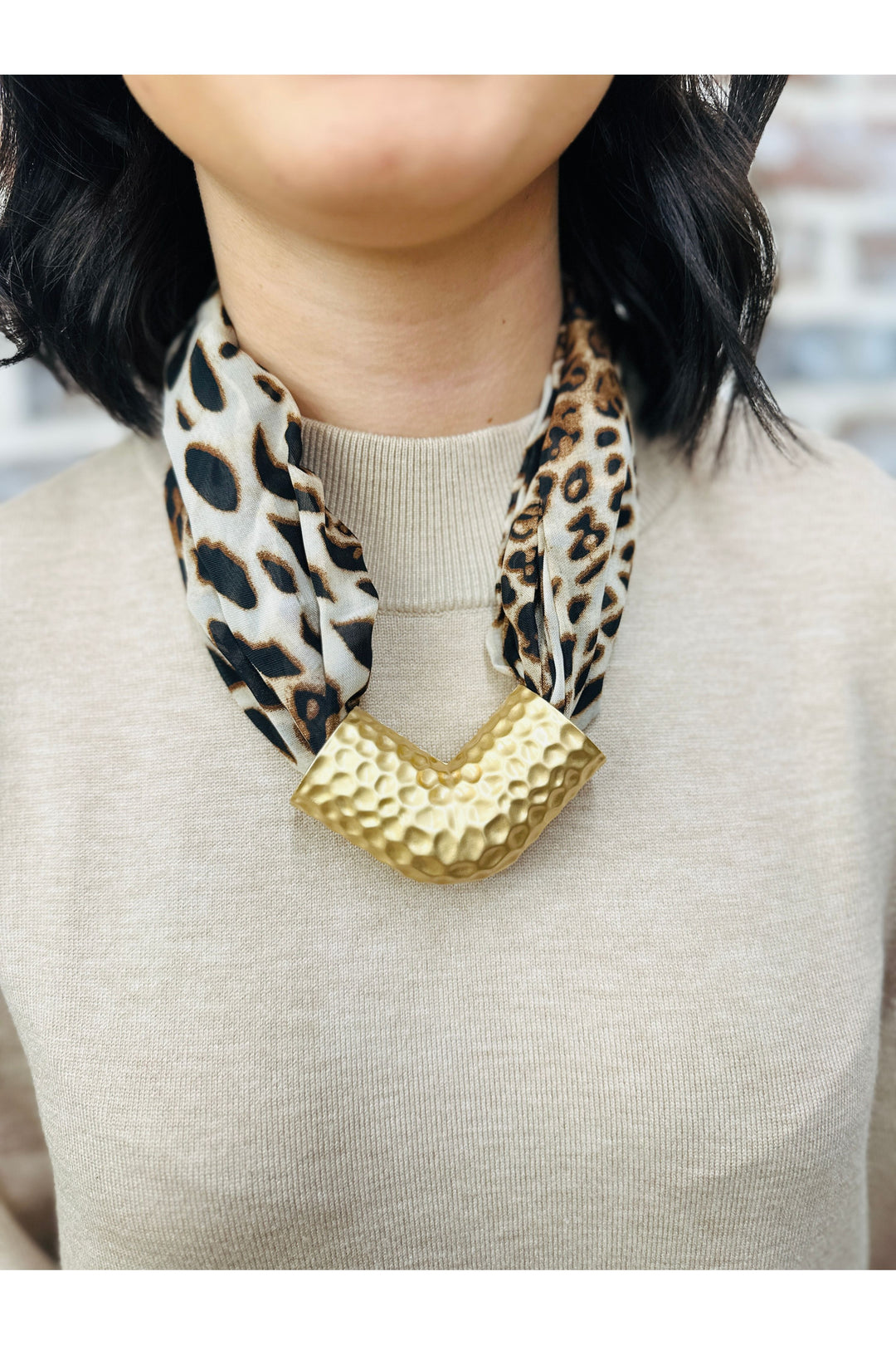 Cheetah Gold Scarf Necklace