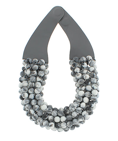 Gemstone Beaded Necklace - grey