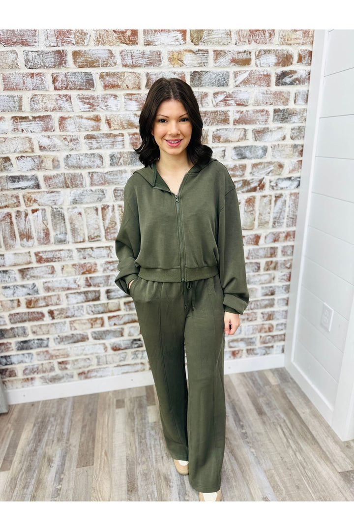 Dark Olive Modal Pull On Pants