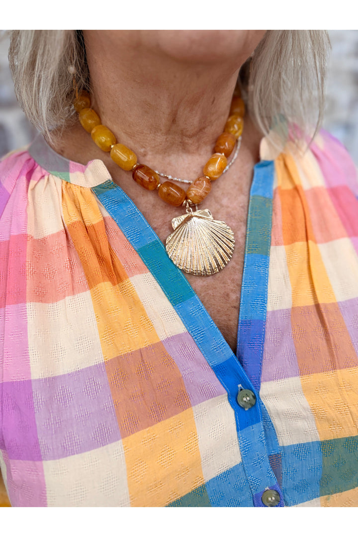 Bega Marble Beaded Shell Necklace Yellow