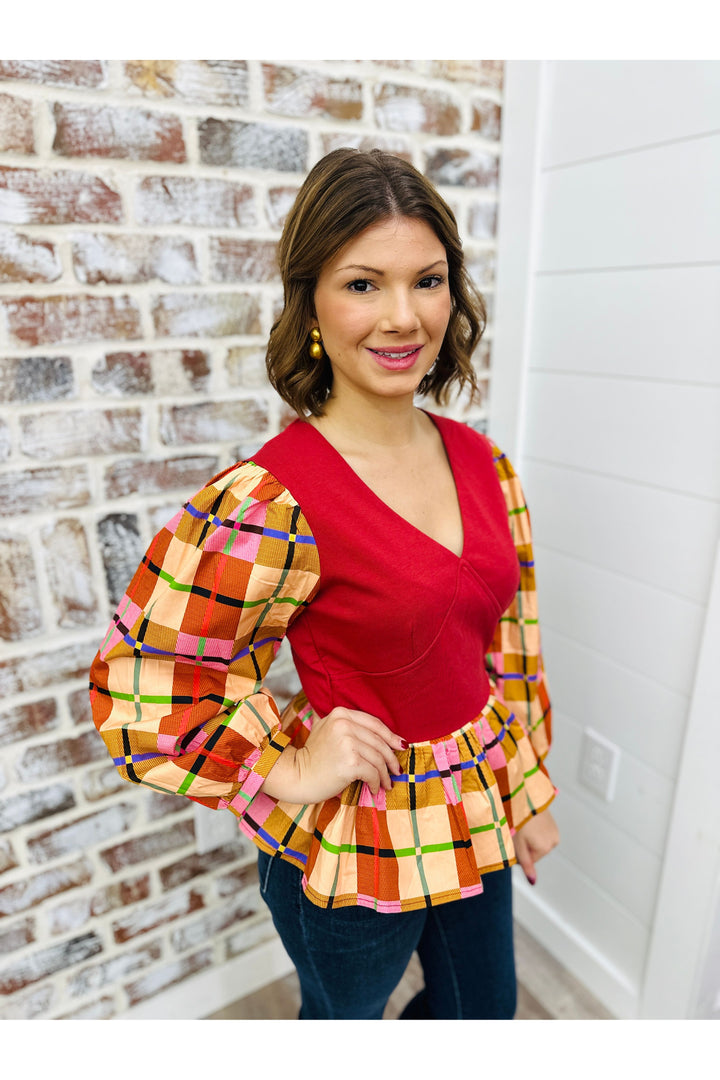 Multi Plaid Woven Top