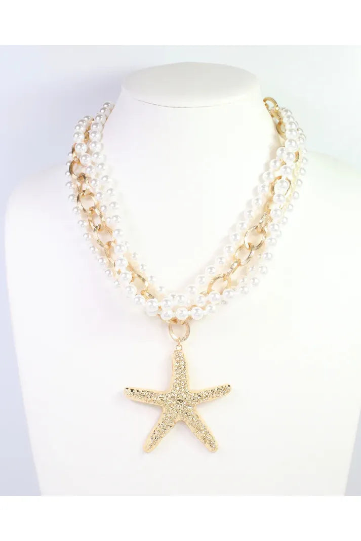 Castine Pearl Starfish Layered Necklace