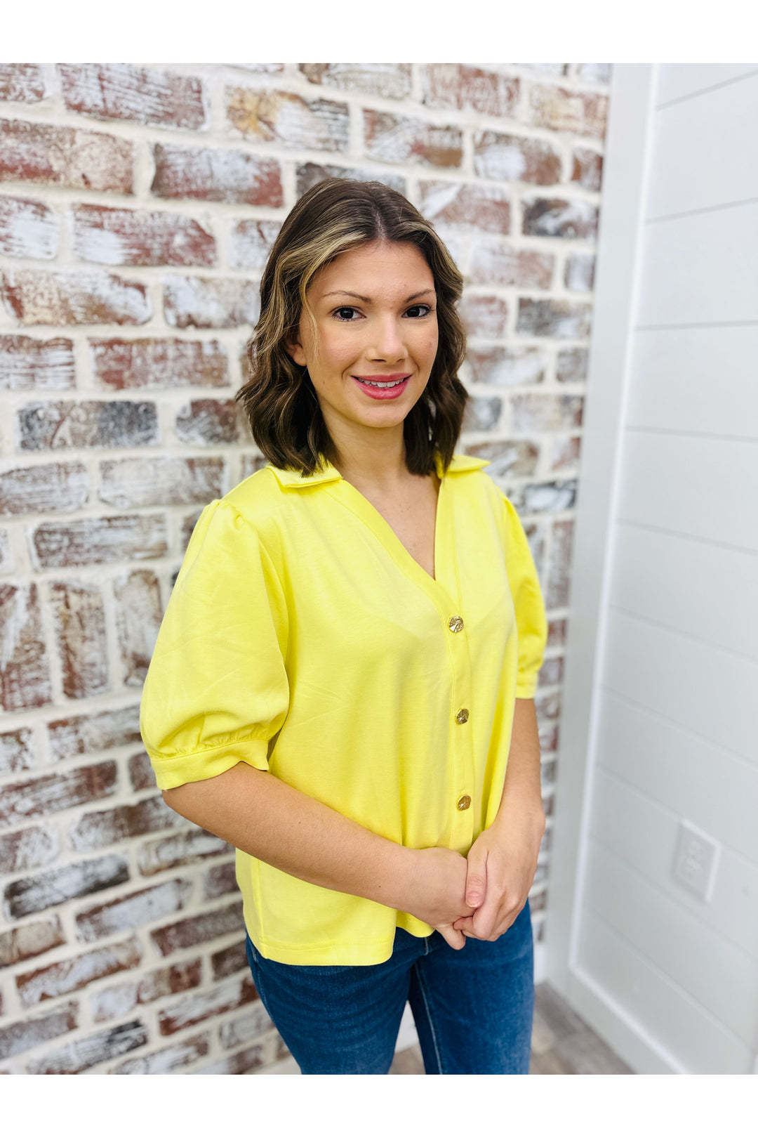 Banana Button Detail Top